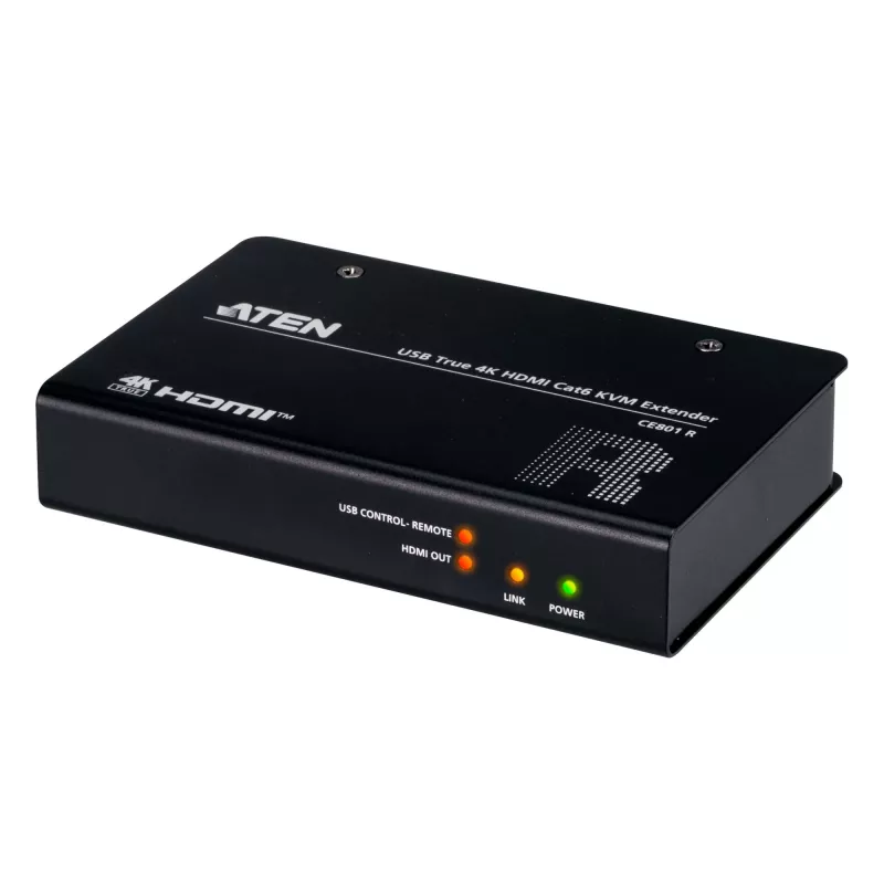 AV KVM pikendaja ATEN CE801 — USB True 4K HDMI üle Cat6 (4K @ 70 m / FHD @ 100 m), HDMI ja USB Type-A, must