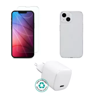 Mobiilseadme laadija eSTUFF ES-KIT-IPH14 USB USB-C siseruumides kasutatav vahelduvvoolu läbipaistev valge