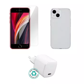 Mobiilseadme laadija eSTUFF ES-KIT-IPHSE(2022) Siseruumides vahelduvvool Läbipaistev valge USB USB-C