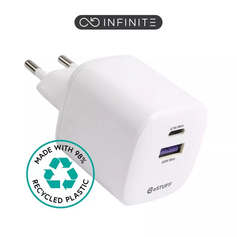 Mobiilseadme laadija eSTUFF ES637065-BULK universaalne valge sise-AC USB USB-C