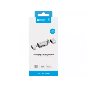 Sandberg Card Reader USB-C+USB+MicroUSB