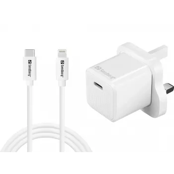 USB-C Charger SANDBERG 441-64 20W UK plug — fast USB Power Delivery charging