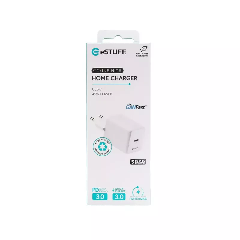eSTUFF INFINITE ES637046 USB-C laadija EL PD 45W GaN