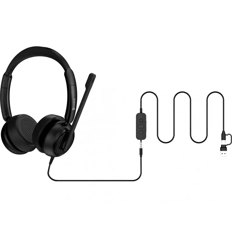 Juhtmega peakomplekt Sandberg 3in1 Office Headset Pro ENC 20-20000 Hz