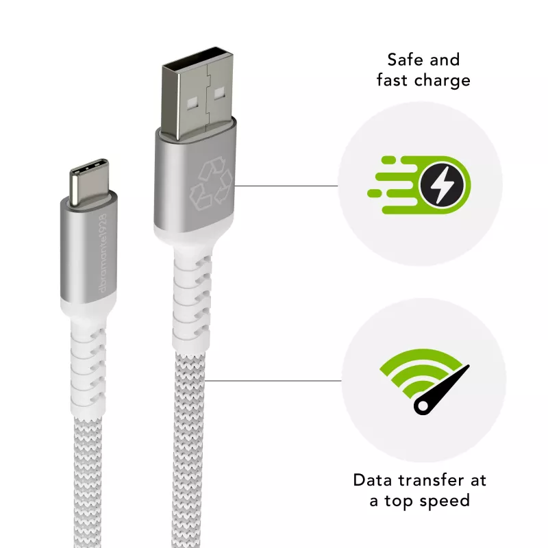dbramante1928 re-charge Pro - BRD-kaabel 1,2 m USB-A – USB-C -W