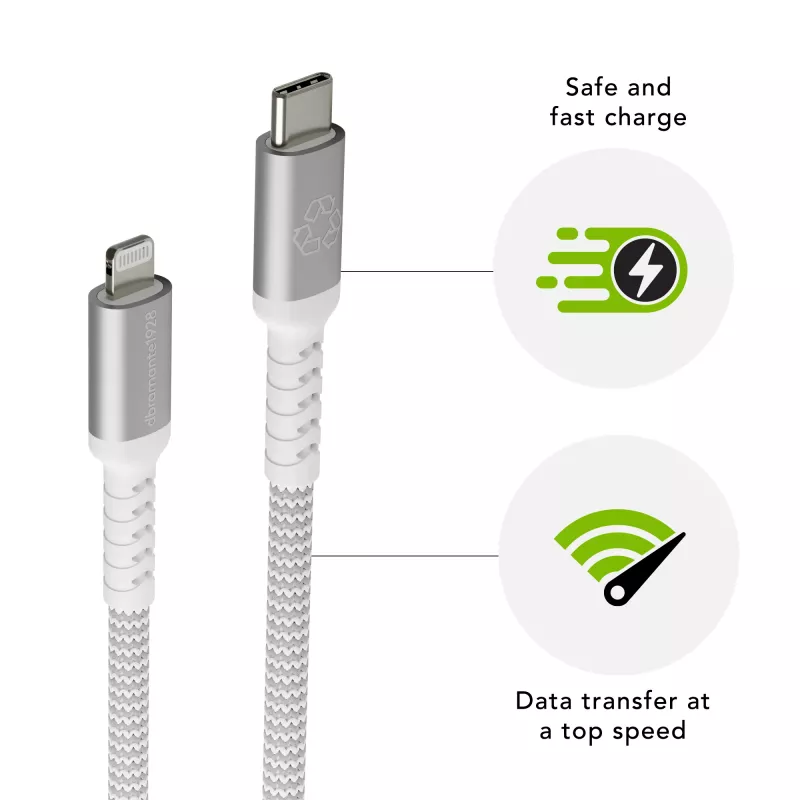 dbramante1928 re-charge Pro - BRD kaabel 1,2 m USB-C - Lightning -W
