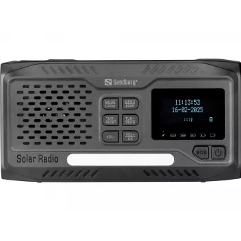 Kantav raadio SANDBERG Survivor DAB Radio All-in-1 4500 — DAB+/FM, 87,5–108 MHz, 3 W RMS, USB-A ja USB-C, 4500 mAh aku