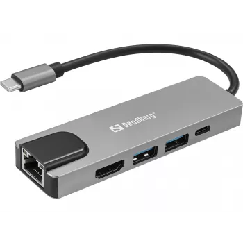 Sandberg USB-C 5in1 Travel Dock Saver Juhtmega USB 3.2 Gen 1 100W