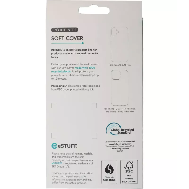 eSTUFF ES67100051 mobiiltelefoni ümbris 17 cm (6.7 tolli) Kaitseümbris Läbipaistev
