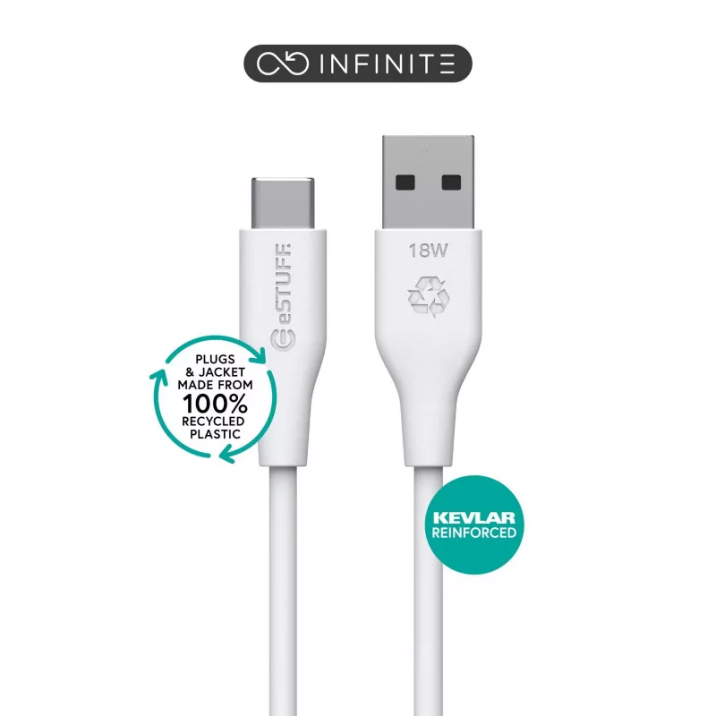 USB-kaabel eSTUFF ES605170 1m USB-C - USB-A USB 2.0 valge