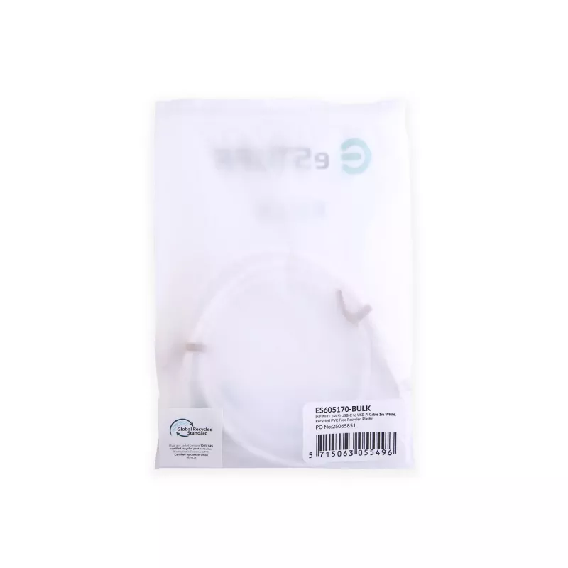 eSTUFF ES605170-BULK USB-kaabel USB 2.0 1 m USB-C USB-A Valge