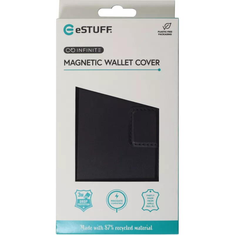 eSTUFF ES67160100 mobiiltelefoni ümbris 15,5 cm (6,1 tolli) Rahataskuümbris Must