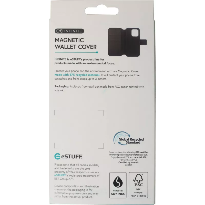 Rahakotiga ümbris eSTUFF iPhone 16 Pro 6.3 tolli must 3 kaarditaskuga