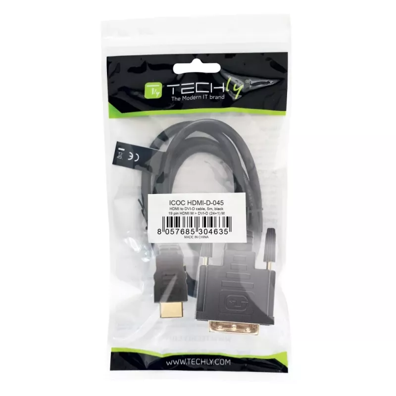 Video kaabli adapter Techly ICOC-HDMI-D-045 5 m DVI-D Must