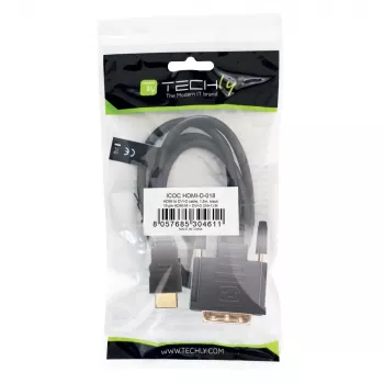 Techly videokaabel HDMI - DVI-D M/M 1,8 m ICOC HDMI-D-018, 1,8 m, HDMI, DVI-D, isane, isane, kullaga