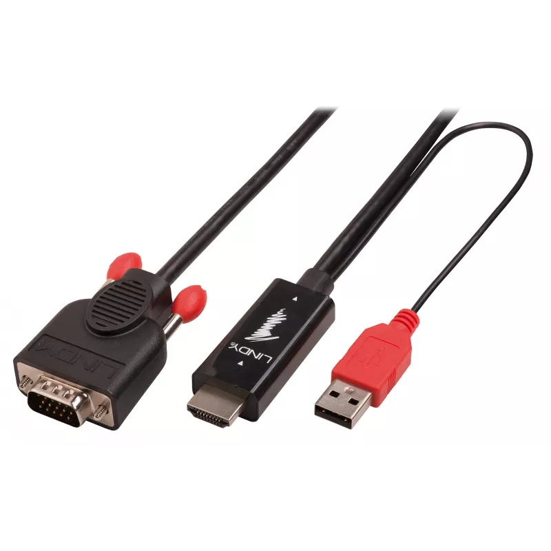 Lindyl 1m HDMI-VGA muunduri adapterkaabel, must