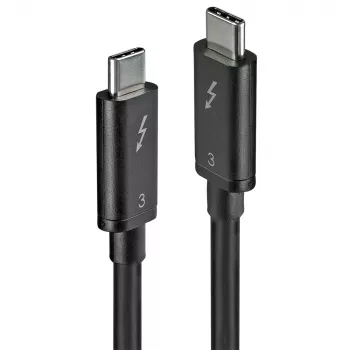 Lindy 0,5 m Thunderbolt 3 kaabel, passiivne, 0,5 m, USB C, USB C, USB 3.2 Gen 1 (3.1 Gen 1), isane/isane, must