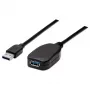 Manhattan USB-A USB-A pikenduskaabel, 5 m, isane emasele, aktiivne, 5 Gbps (USB 3.2 Gen1 ehk USB 3.0), sisseehitatud repiiter, SuperSpeed USB, must, kolmeaastane garantii, samaväärne tootega USB2AAEXT5M.