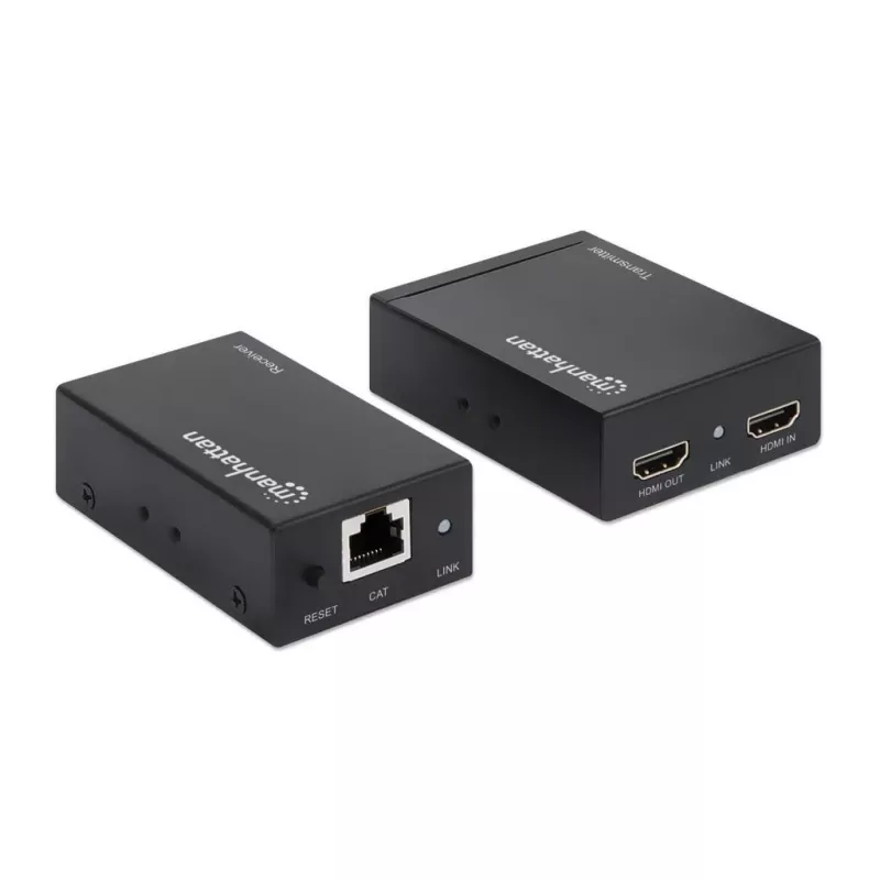 Manhattan HDMI 1080p üle Etherneti pikenduskomplekt, kuni 50 m ühe Cat6 kaabliga, Tx ja Rx moodulid, IR tugi, kolmeaastane garantii