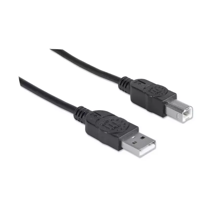 USB-A – USB-B kaabel Manhattan 333368 1,8 m isane-isane must