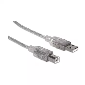USB-A to USB-B kaabel Manhattan 345408 5 m isane-isane hõbedane