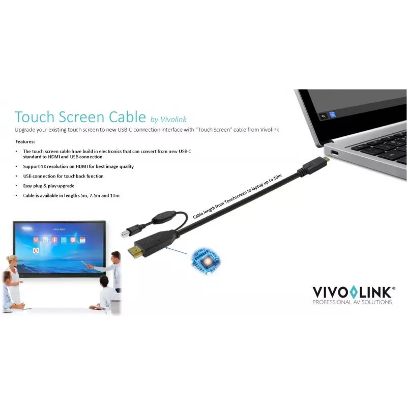 Vivolink PROUSBCHDMIUSBB5 USB-kaabel USB 3.2 Gen 1 (3.1 Gen 1) 5 m USB C Must