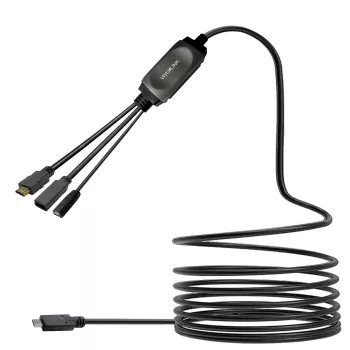 VivoLink PROUSBCHDMIUSB3-5 USB-C jaoturkaabel USB 3.0 ja laadimisega, must