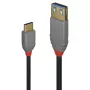 Lindy 0,15 m USB 3.2 Type C to A adapterkaabel, 10 Gbps, Anthra Line