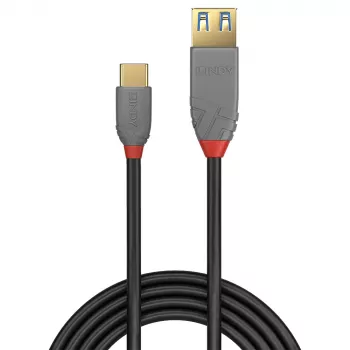 Lindy 0,15 m USB 3.2 Type C to A adapterkaabel, 10 Gbps, Anthra Line