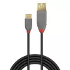 Lindy 0,15 m USB 2.0 Type C to A adapterkaabel, Anthra Line, 0,15 m, USB A, USB C, USB 2.0, 0,48 Gbit/s, must, hall