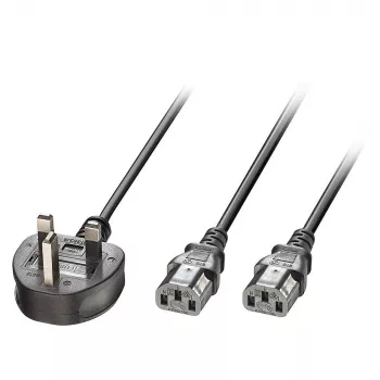 Toitekaabel MicroConnect PE090425Y, H05VV-F 2,5 m, 2 x C13 pistmik, 250 V 13 A, must