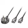 Toitekaabel MicroConnect PE090425Y, H05VV-F 2,5 m, 2 x C13 pistmik, 250 V 13 A, must