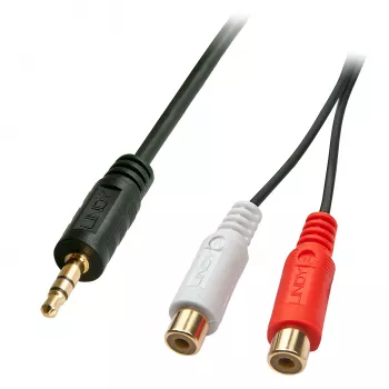 Lindy 0,25 m AV-adapterkaabel – 3,5 mm isane pistik 2 x RCA emasesse