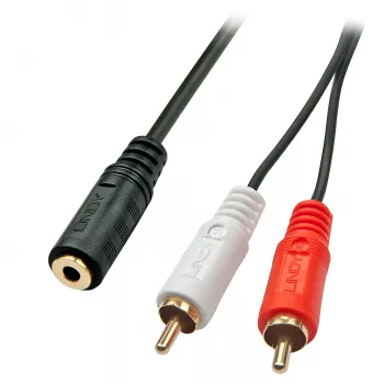 Lindy 0,25 m AV-adapterkaabel – 3,5 mm emane pistik kahele RCA isasele