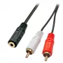 Lindy 0,25 m AV-adapterkaabel – 3,5 mm emane pistik kahele RCA isasele