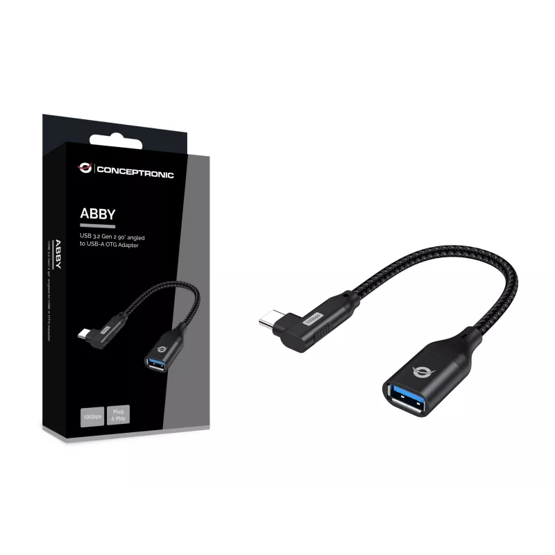 Conceptronic ABBY19B USB 3.2 Gen 2 90° nurga all USB-A OTG-adapter