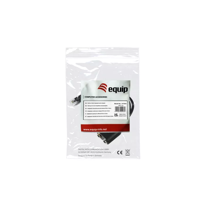 Equip RJ9–3,5 mm peakomplekti heliadapter, must, 0,25 m