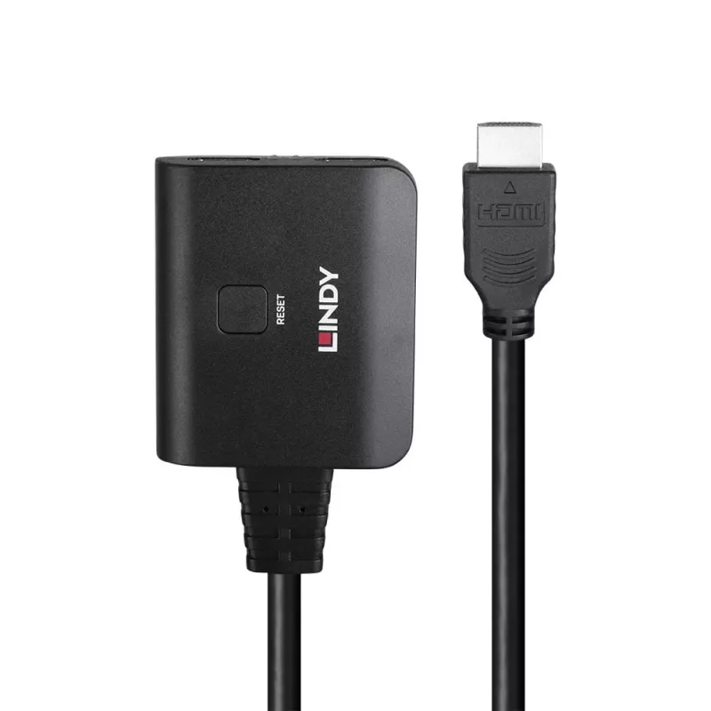 Lindy 2 pordiga HDMI 4K60 jaoturikaabel Must 3840x2160