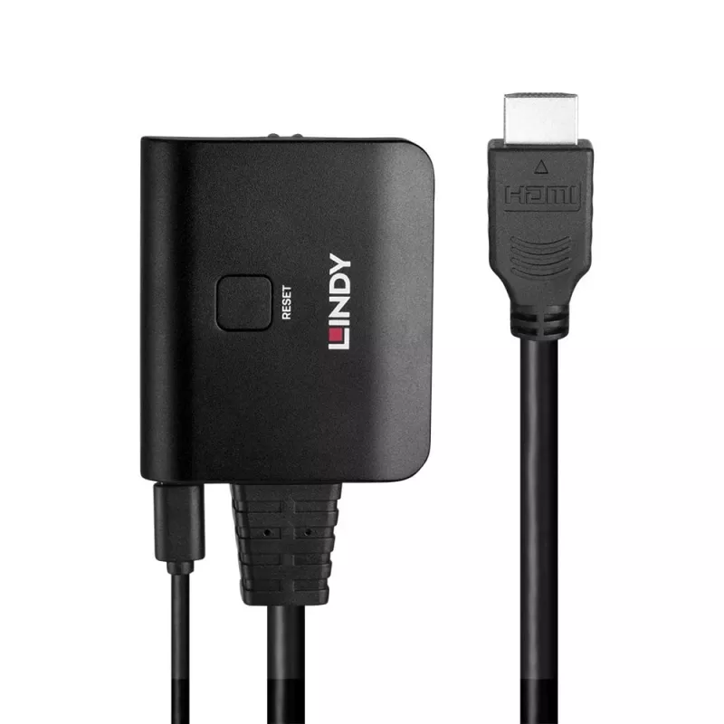 Lindy 2 pordiga HDMI 4K60 jaoturikaabel Must 3840x2160