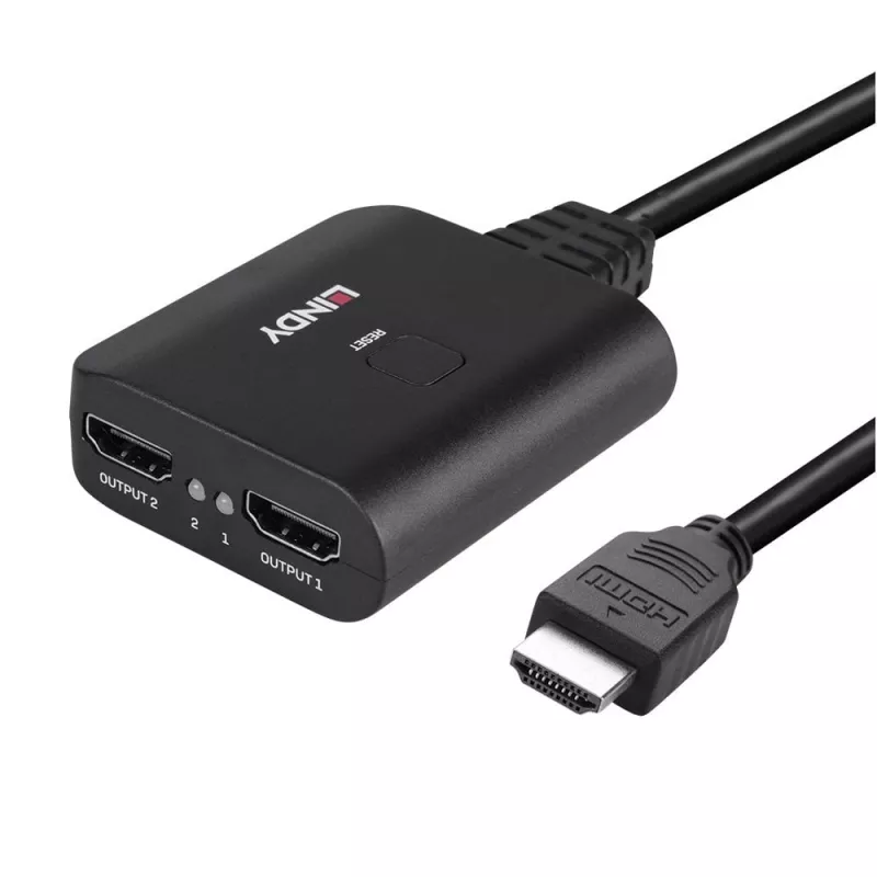 Lindy 2 pordiga HDMI 4K60 jaoturikaabel Must 3840x2160