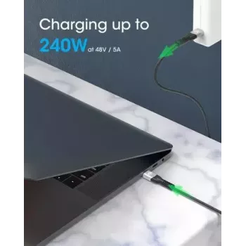 Manhattan USB-C–USB-C kaabel 240W 2m isane–isane must 480 Mbps