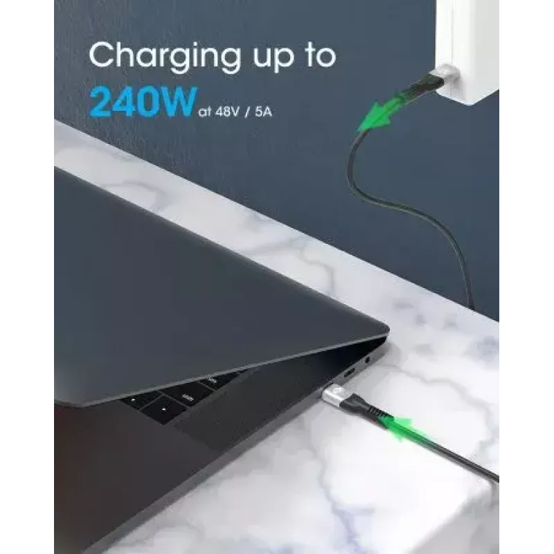 Manhattan USB-C–USB-C kaabel 240W 2m isane–isane must 480 Mbps