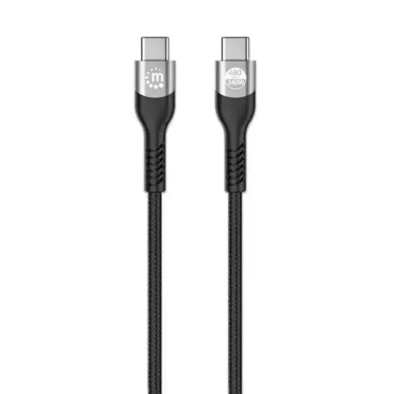 Manhattan USB-C–USB-C kaabel 240W 2m isane–isane must 480 Mbps