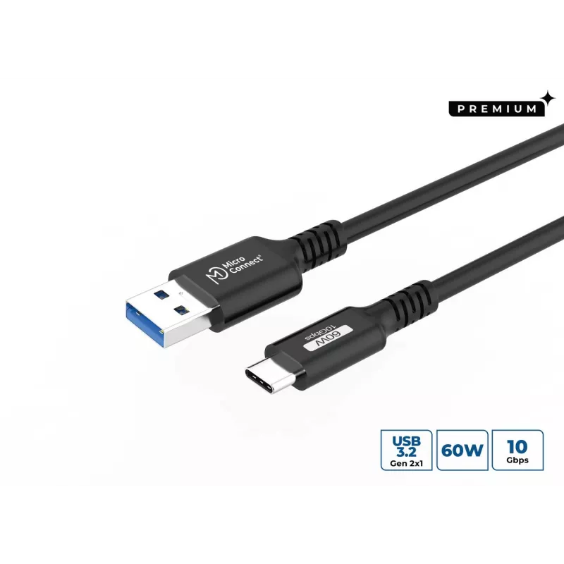 Microconnect USB3.2AC025 USB-kaabel USB 3.2 Gen 2 (3.1 Gen 2) 0,25 m USB-C USB-A Must