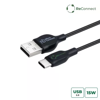 Microconnect ECO-USB3.1CCHAR1B USB-kaabel USB 2.0 1 m USB A USB C Must