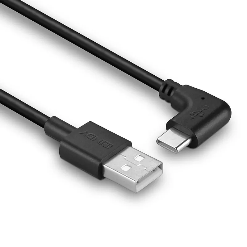 Lindy 1m USB 2.0 Type A paremnurgaga USB-C kaabel