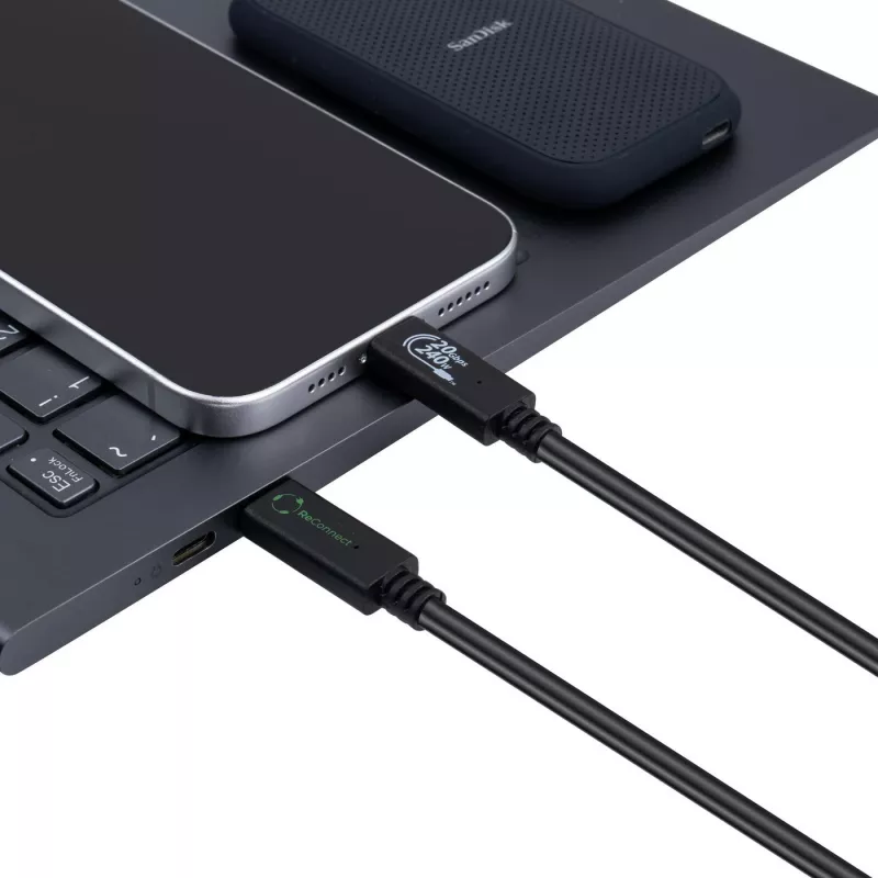 Microconnect ECO-USB3.2CC1 USB-kaabel USB 3.2 Gen 2x2 1 m USB C Must