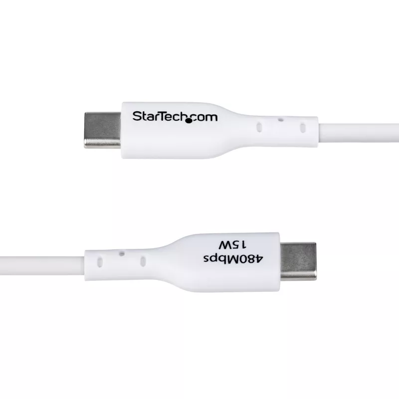 StarTech.com 3 jalga (1 m) USB-A–USB-C laadimiskaabel, laadimine ja sünkroonimine, 3 A, USB 2.0, TPE ümbris – valge USB-laadimisjuhe