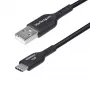 StarTech.com 3 jala (1 m) USB-A kuni USB-C laadimiskaabel, laadimine ja sünkroonimine, 3 A, USB 2.0, TPE-kest - must USB-laadimisjuhe