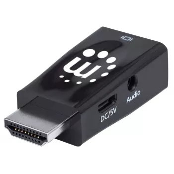 Manhattan HDMI-VGA muundur (heliga), 1080p, isane - emane, Micro-USB toitepesa lisavooluks vajadusel, must, kolmeaastane garantii